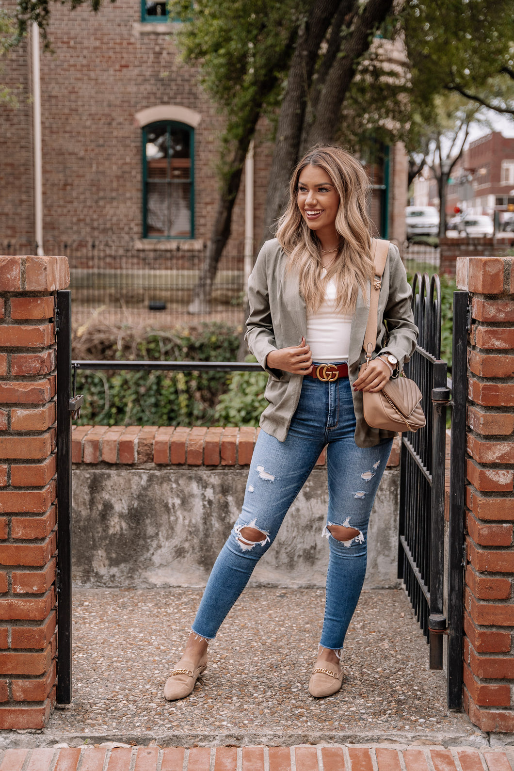 She Means Business Blazer in Olive