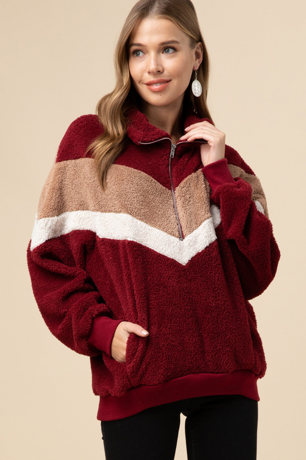 Winter Weather Sweater Pullover in Burgandy